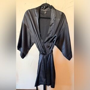 Victoria's Secret Black Satin Robe- M/L classy intimate